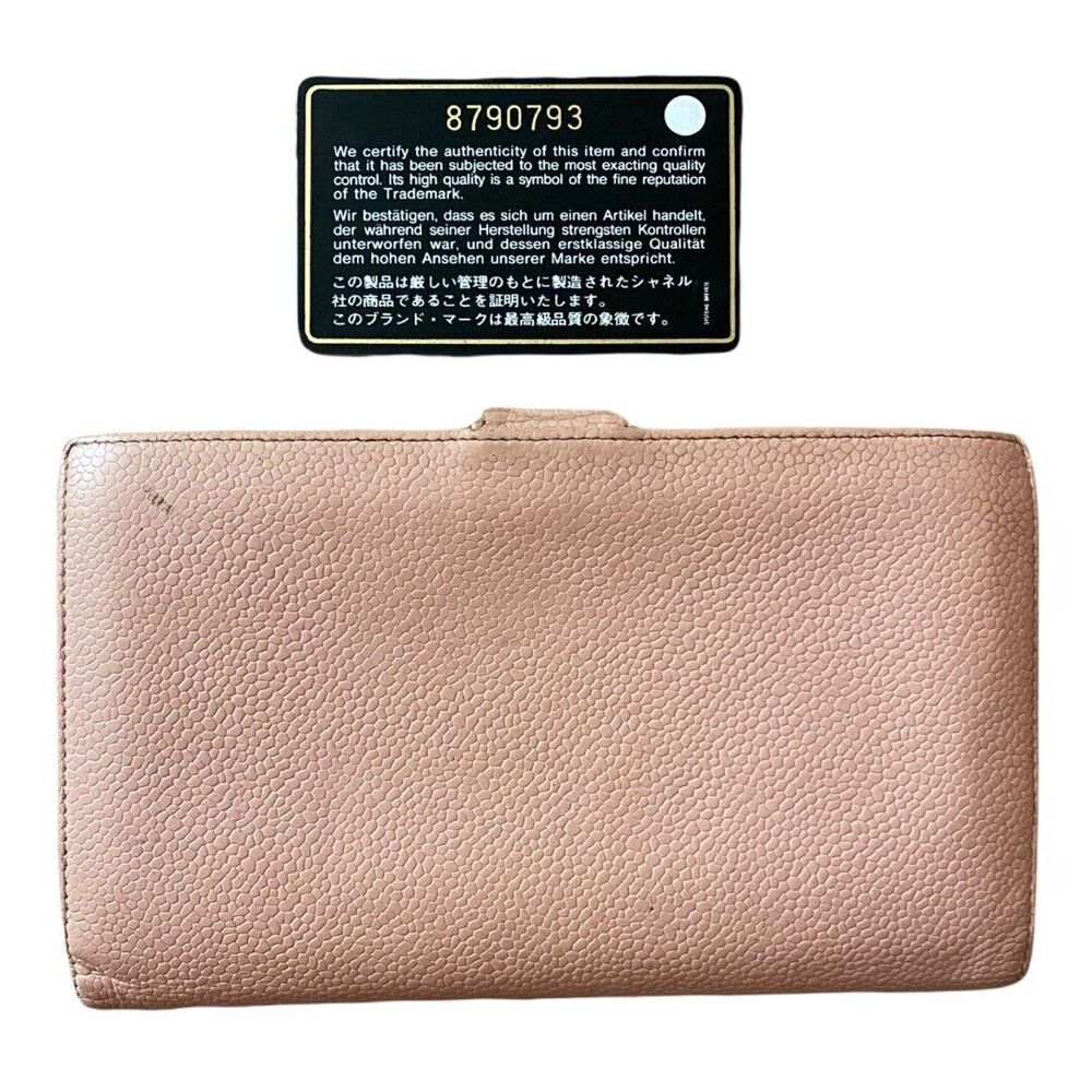 Chanel CC Pink Caviar Leather Bifold Snap Wallet Authentic - Picture 2 of 12